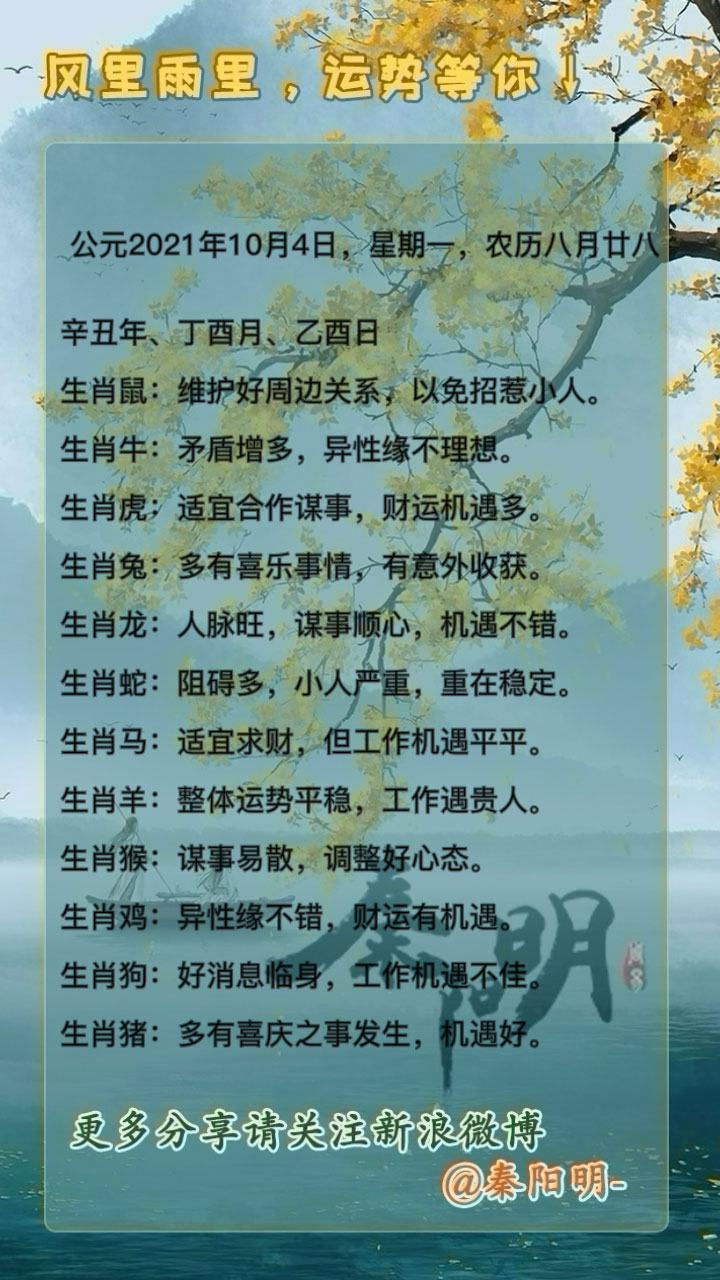 十二生肖每日运势