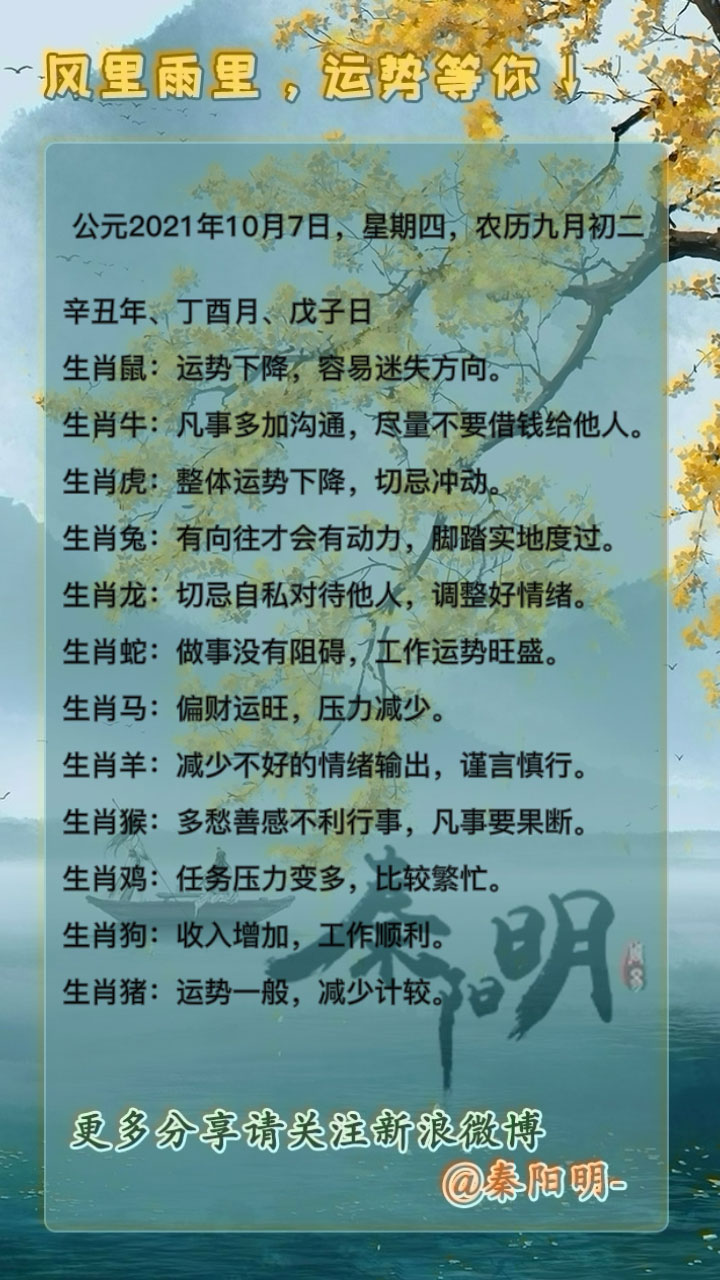 十二生肖每日运势