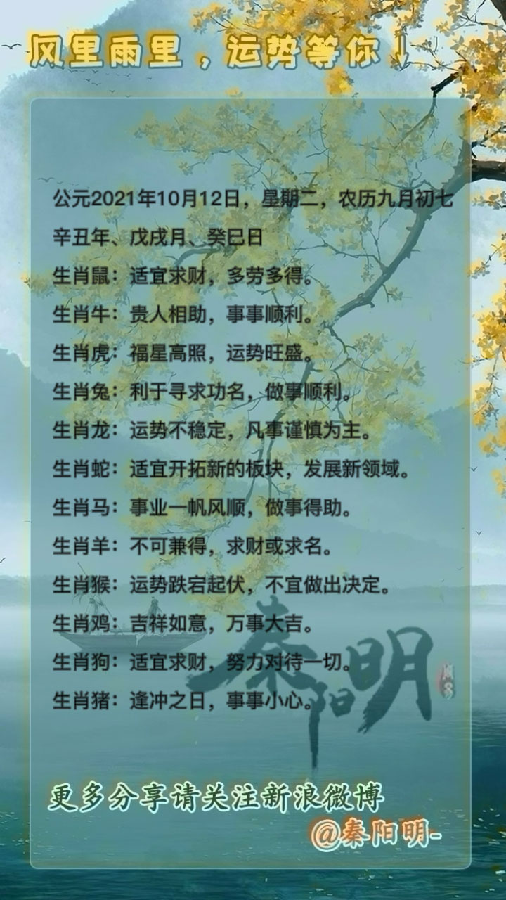 十二生肖每日运势
