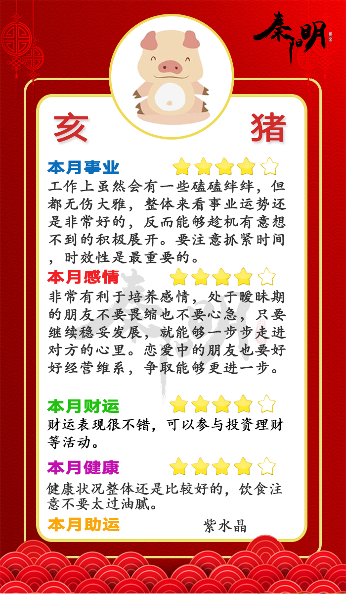 2023兔年生肖猪01月运势